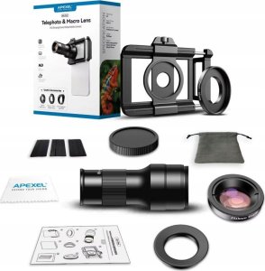Apexel Zestaw Obiektywów APEXEL 2w1 Obiektyw TELE 6x + Makro 150mm do Telefonu / APL-TM6 4