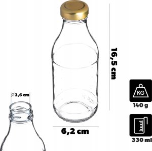 Kadax Butelka Na Nalewki 330ml Bimber Z Zakrętką Wódkę Sok Szklana 1szt Soki 3