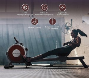 Wioślarz Merach MERACH Wioślarz do 160 kg do domu magnetyczny Bluetooth 16 poziomami oporu 9