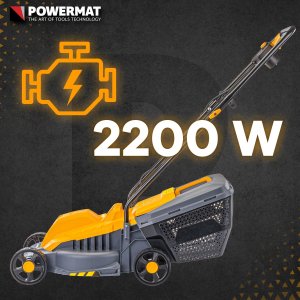 Kosiarka elektryczna Powermat KOSIARKA ELEKTRYCZNA DO TRAWY 2200W NÓŻ 32CM LEKKA DUŻY KOSZ 30L 2