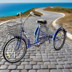 Enero ROWER 3-KOŁOWY 24 GRANATOWY SHIMANO -7 BIEGOWY OBNIŻONA RAMA 6