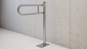 Basic Poręcz łukowa uchylna O 32mm. mocowana do podłogi, wykonana ze stali nierdzewnej kwasoodpornej AISI 304, wykończenie polerowane, możliwość zamątowania uchwytu na papier toaletowy PBPX, wymiar: 600 mm. 3