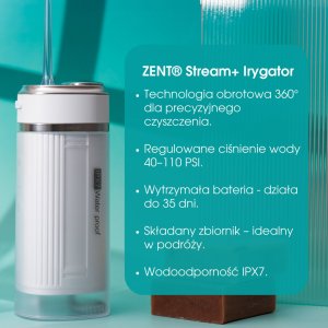 Irygator ZENT Irygator do zębów jamy ustnej Stream+ bezprzewodowy PRO 360 Blue 16