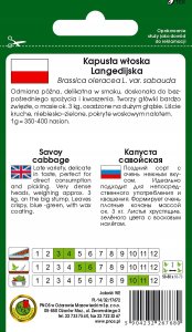 Apte PNOS Nasiona warzyw | Kapusta Włoska Langedijska | Opakowanie 2g 3