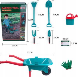 click4TOYS Zestaw Narzędzi Ogrodniczych Dla Dzieci Taczka Grabie Łopatka Szpadel 18 El 5