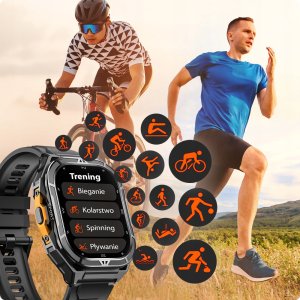 Smartwatch JG Smart SMARTWATCH MĘSKI GPS PŁYWANIE WODOODPORNY SEN ROZMOWY SMART WATCH + 2 PASKI 10