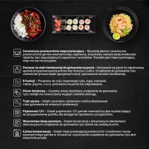 Lauben Ryżowar Multifunction Rice Cooker 1500BW 8