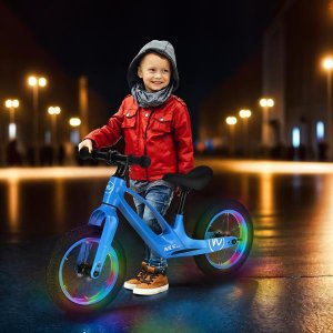 Rowerek biegowy NILS Fun Rowerek biegowy dziecięcy Nils Fun RB901 pompowane koła led 12'' niebieski 90x50x41cm 2