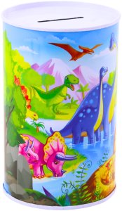 LeanToys Skarbonka Z Dinozaurami Metalowa Kolorowa 13 x 8cm 4