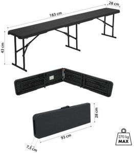 Nils Extreme NC3404 SKŁADANA ŁAWKA OGRODOWA 183 CM ANTRACYT NILS CAMP 2