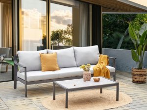 Beliani Sofa ogrodowa dla 3 osób KIATO Metal Jasnoszary 2