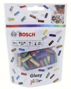 Bosch Hot glue sticks, glitter effect 70pcs. Gluey blue-green-red-silver-gold 2
