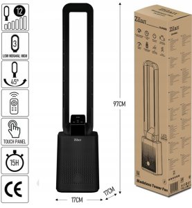 Wentylator Zilan WENTYLATOR KOLUMNOWY BEZŁOPATKOWY 97CM CICHY PANEL DOTYKOWY + PILOT 50W 7