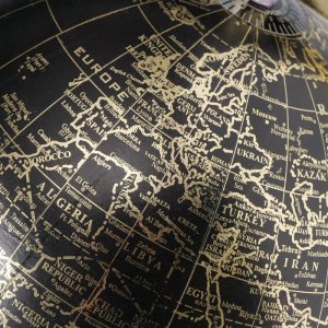 Boltze Decorative object Globe, Globe, with stand, H 31 cm, Paper, Iron powder coated, Polyresin mixed materials colour-mix 3