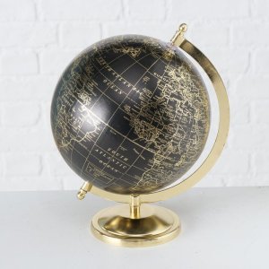 Boltze Decorative object Globe, Globe, with stand, H 31 cm, Paper, Iron powder coated, Polyresin mixed materials colour-mix 6