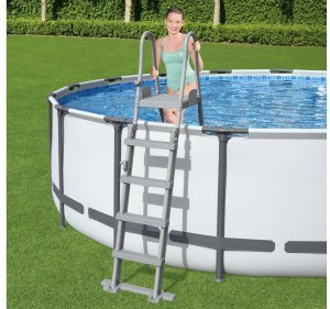 Bestway Bestway bezpieczna antypoślizgowa metalowa Drabinka do basenu 132cm 58332 EDUKAMP 2