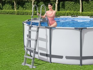 Bestway Bestway bezpieczna antypoślizgowa metalowa Drabinka do basenu 132cm 58332 EDUKAMP 6