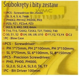 WMC TOOLS Zestaw śrubokrętów wkrętaków i bitów z magnesem 65el. 9