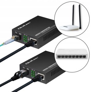 Konwerter światłowodowy Qoltec Switch niezarządzalny Qoltec Dwukierunkowy Media Konwerter 1x RJ45 1x SFP | 1000Mb/s | 5V 4