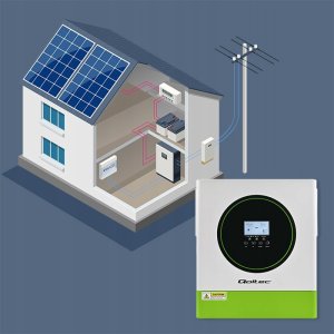 Qoltec Hybrydowy Inwerter solarny Off-Grid 3500W | 100A | 24V | MPPT |  BMS | opcja Wi-Fi | Sinus | Power Factor 1.0 3