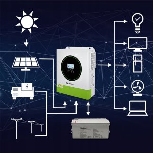 Qoltec Hybrydowy Inwerter solarny Off-Grid 3500W | 100A | 24V | MPPT |  BMS | opcja Wi-Fi | Sinus | Power Factor 1.0 5