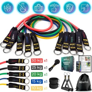 Revity Revity Gumy do ćwiczeń oporowe Workout Bands Pro 5 szt. 10-100 kg + Akcesoria 6 szt. 2