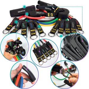 Revity Revity Gumy do ćwiczeń oporowe Workout Bands Pro 5 szt. 10-100 kg + Akcesoria 6 szt. 8