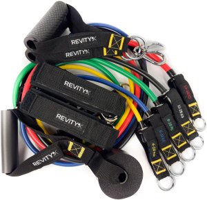 Revity Revity Gumy do ćwiczeń oporowe Workout Bands Pro 5 szt. 10-100 kg + Akcesoria 6 szt. 12