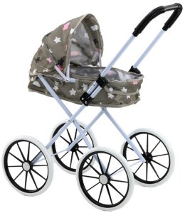 LeanToys Wózek Dla Lalek Duże Koła Składany Gwiazdki Chmurki Szary 70cm LEAN Toys 2