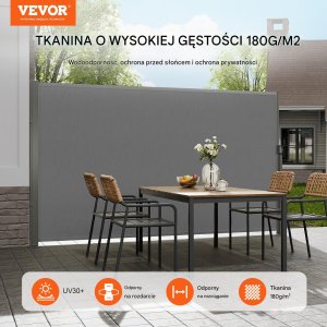 Vevor Markiza boczna parawan na taras roleta przeciwsłoneczna szara 160 x 300 cm 6