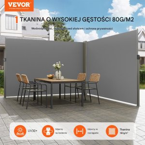 Vevor Markiza boczna parawan osłona na taras roleta przeciwsłoneczna 200 x 600 cm 7