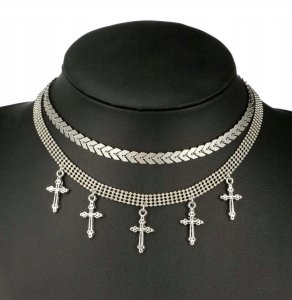 ITIMPORT NASZYJNIK CHOKER CELEBRYTKA DŁUGA BOHO SREBRNY 42 2