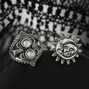 ITIMPORT Srebrny ZESTAW PIERŚCIONKÓW RETRO PUNK BOHO 75 3
