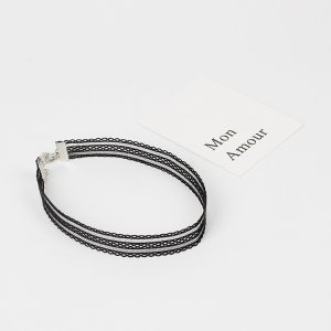 ITIMPORT CHOKER Koronkowy Haft Czarny NASZYJNIK Gothic CH09 4