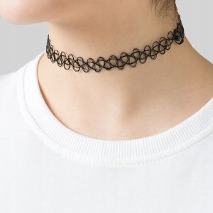 ITIMPORT CHOKER KLASYCZNY Czarny NASZYJNIK Gothic CH12 2