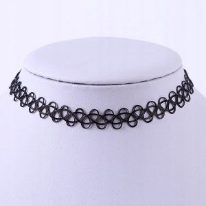 ITIMPORT .CHOKER Koronkowy Haft Czarny NASZYJNIK Elegancki 8