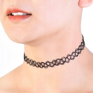 ITIMPORT .CHOKER Koronkowy Haft Czarny NASZYJNIK Elegancki 10