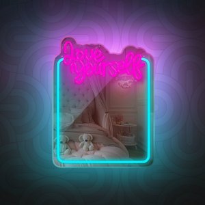 Forever Neon MIRROR LED LOVE YOURSELF błękit róż FMNE01 Light 2