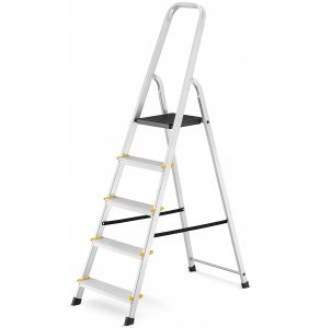 DRABEST Drabina aluminiowa, 5 stopni, wytrzymałość 150 kg I-1915 6