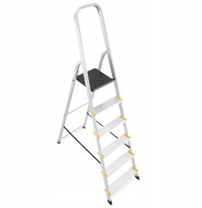 DRABEST Drabina aluminiowa, 6 stopni, wytrzymałość 150 kg I-1916 2