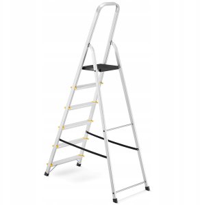 DRABEST Drabina aluminiowa, 6 stopni, wytrzymałość 150 kg I-1916 5