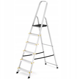 DRABEST Drabina aluminiowa, 6 stopni, wytrzymałość 150 kg I-1916 6