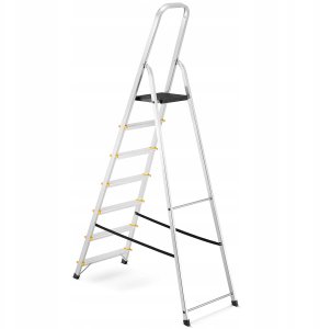 DRABEST Drabina aluminiowa, 7 stopni, wytrzymałość 150 kg I-1917 5