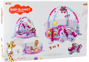 LeanToys Mata Edukacyjna Dla Niemowląt Basen Na Kulki 3w1 Jednorożec Różowa 4