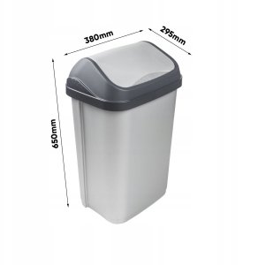 Kosz na śmieci Comfort Atkritumu spainis ar grozamu vaku 50L Swantje 38 5x29x66cm gaisa sudraba krasa 4001515308953 4