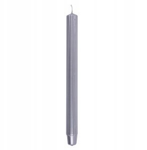 Donau Home Świeca stołowa długa ryflowana DONAU HOME 25x300 mm 4 szt. srebrna 2