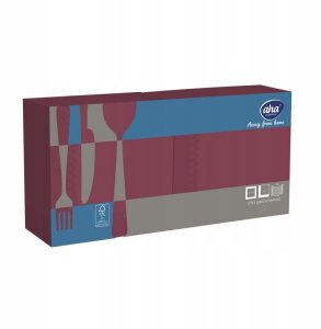 Aha Serwetki AFH AHA, 2-warstwowe, składanie 1/4, 33x33cm, 250 szt., bordowe 2