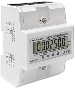 Qoltec Qoltec 3-Fazowy elektroniczny licznik | miernik zużycia energii na szynę DIN | 400V | 100A | LCD | 4P 6