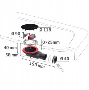wirquin Wirquin odpływ brodzikowy Slim+ fi 90 mm, czarny mat 30724079 3