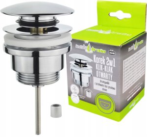 Watersolution Instadrain korek 2 w 1 klik-klak/otwarty do umywalki z przelewem i bez przelewu, chrom 2848 3